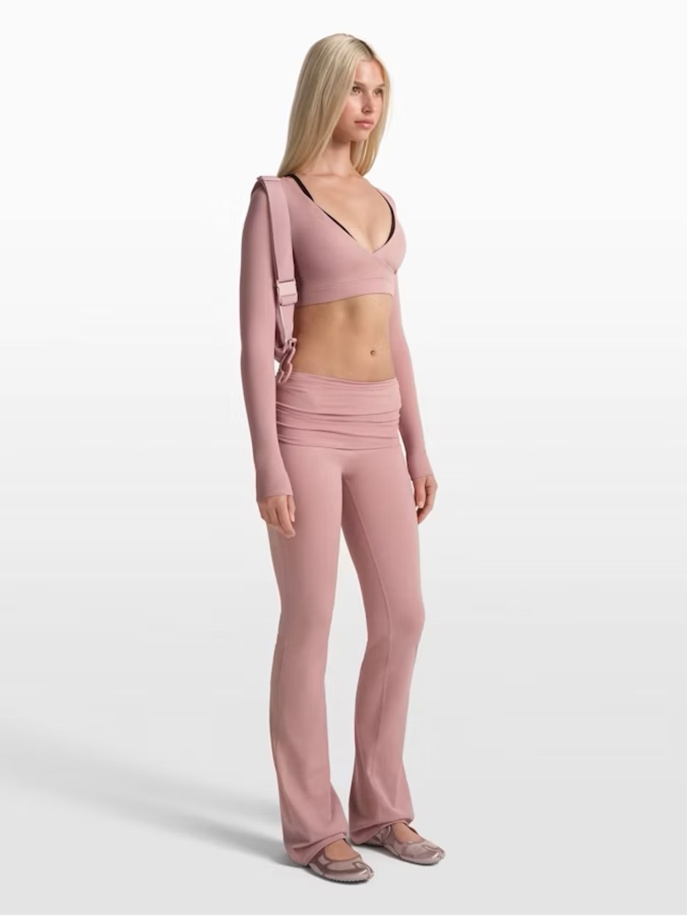 Nike x Skims Matte Foldover Slim Flare Legging In Himalayan - Picture 2 of 7